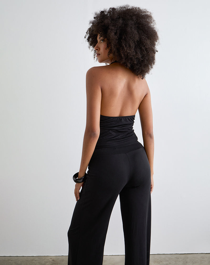 Image de Prilla Halter Top in Cupro Black