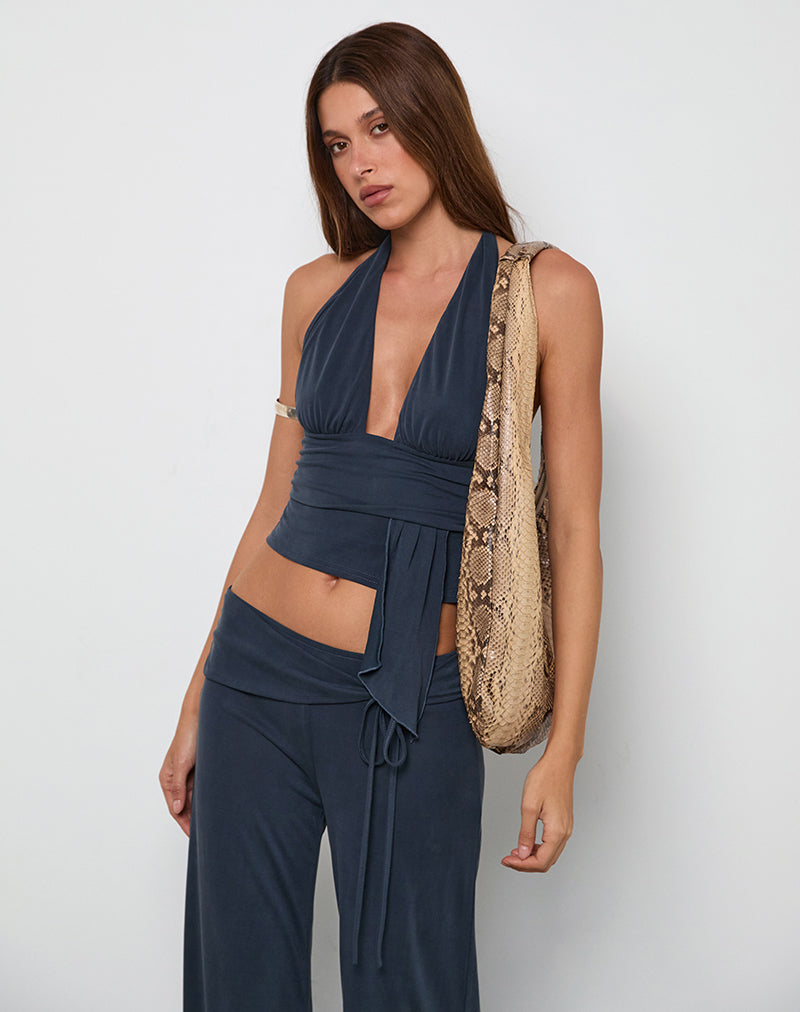 Image de Prilla Halter Top in Cupro Ocean Storm
