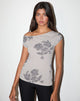 Image de Pyso Top asymétrique en dentelle fleurie Gris