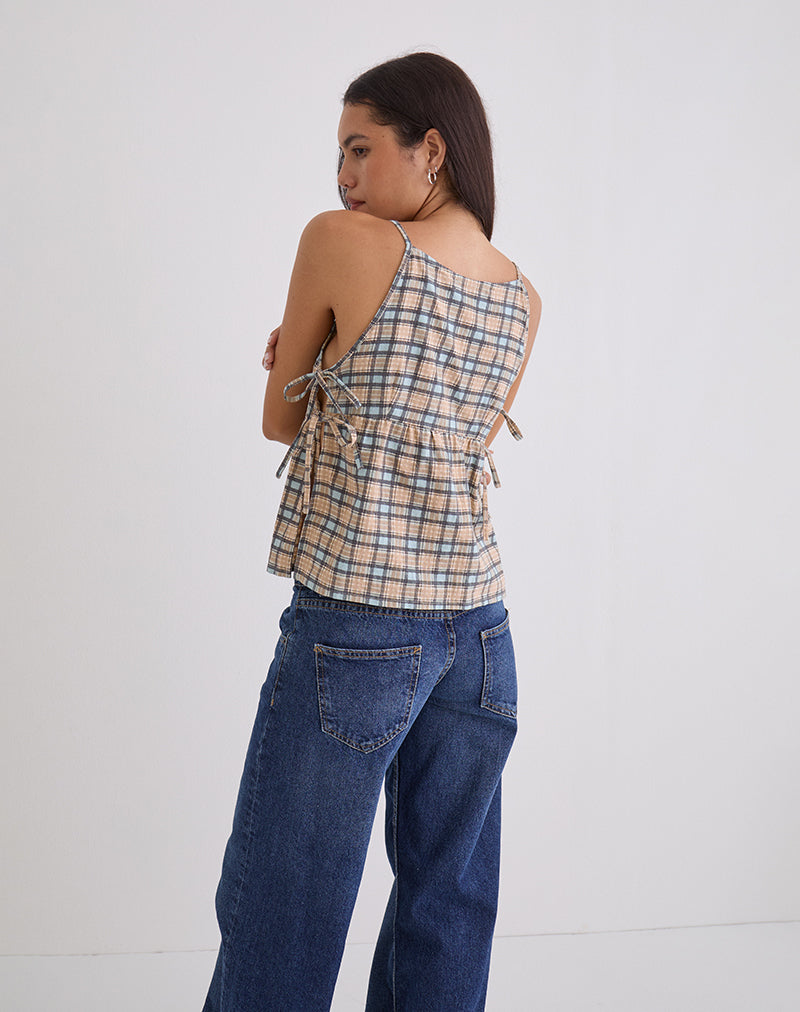 Image de Palsi Loose Sleeveless Top in Pastel Blue Tartan