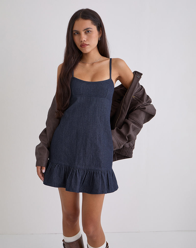 Mini robe Pamina en denim indigo