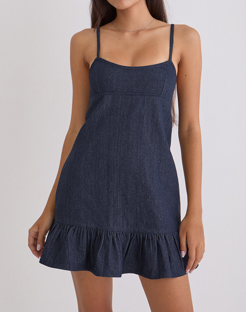 Mini robe Pamina en denim indigo