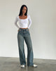 image de Jeans parallèles en brun et bleu acide
