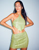 Image de la mini-jupe Guida en drapé à paillettes Lime Green