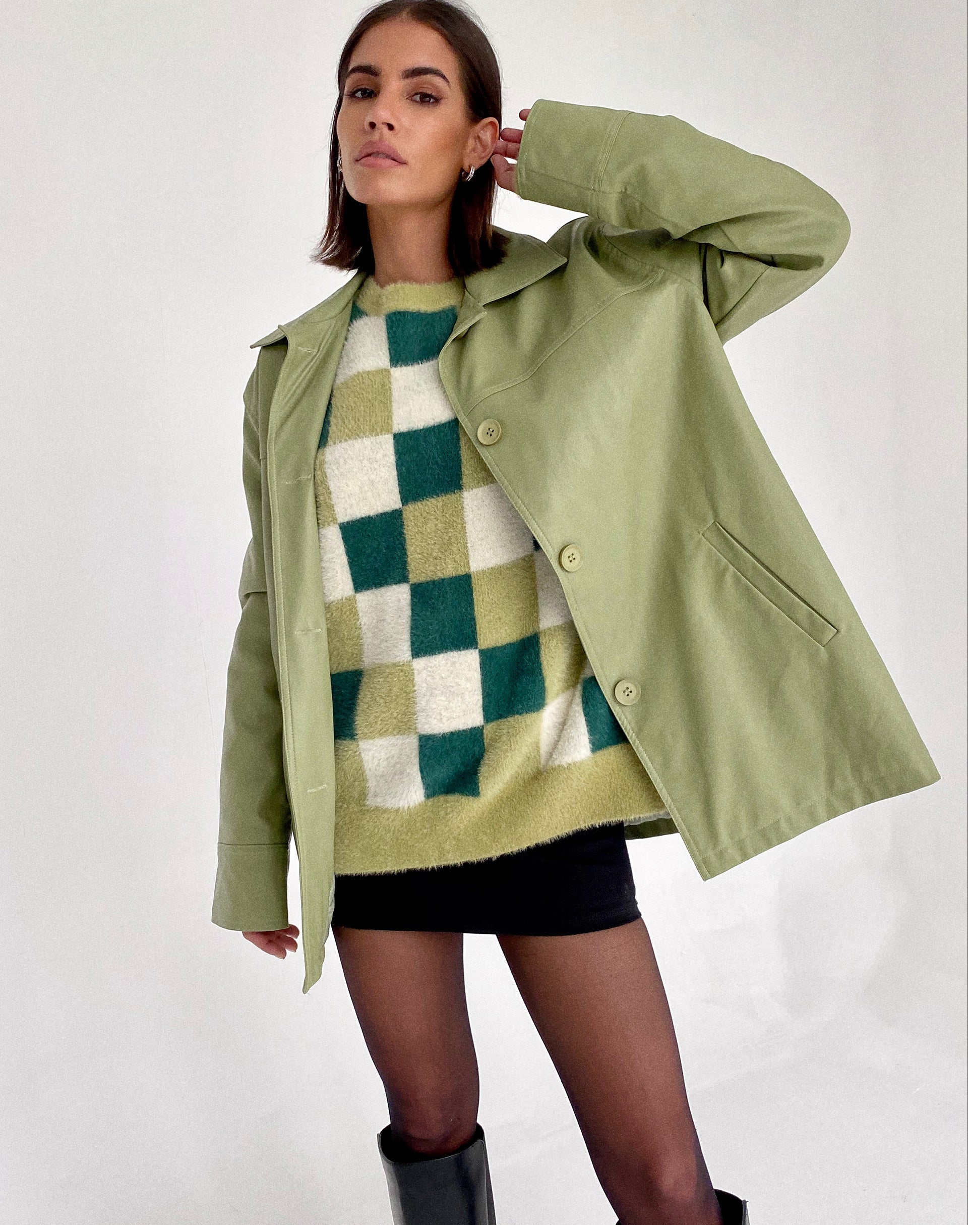 Image de Namari Jumper in Checker Green Cream