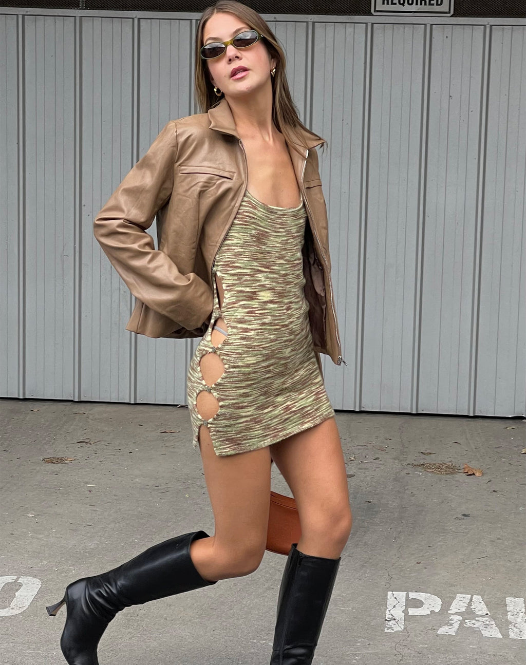 Mini-robe Lukita en mélange Space Dye kaki