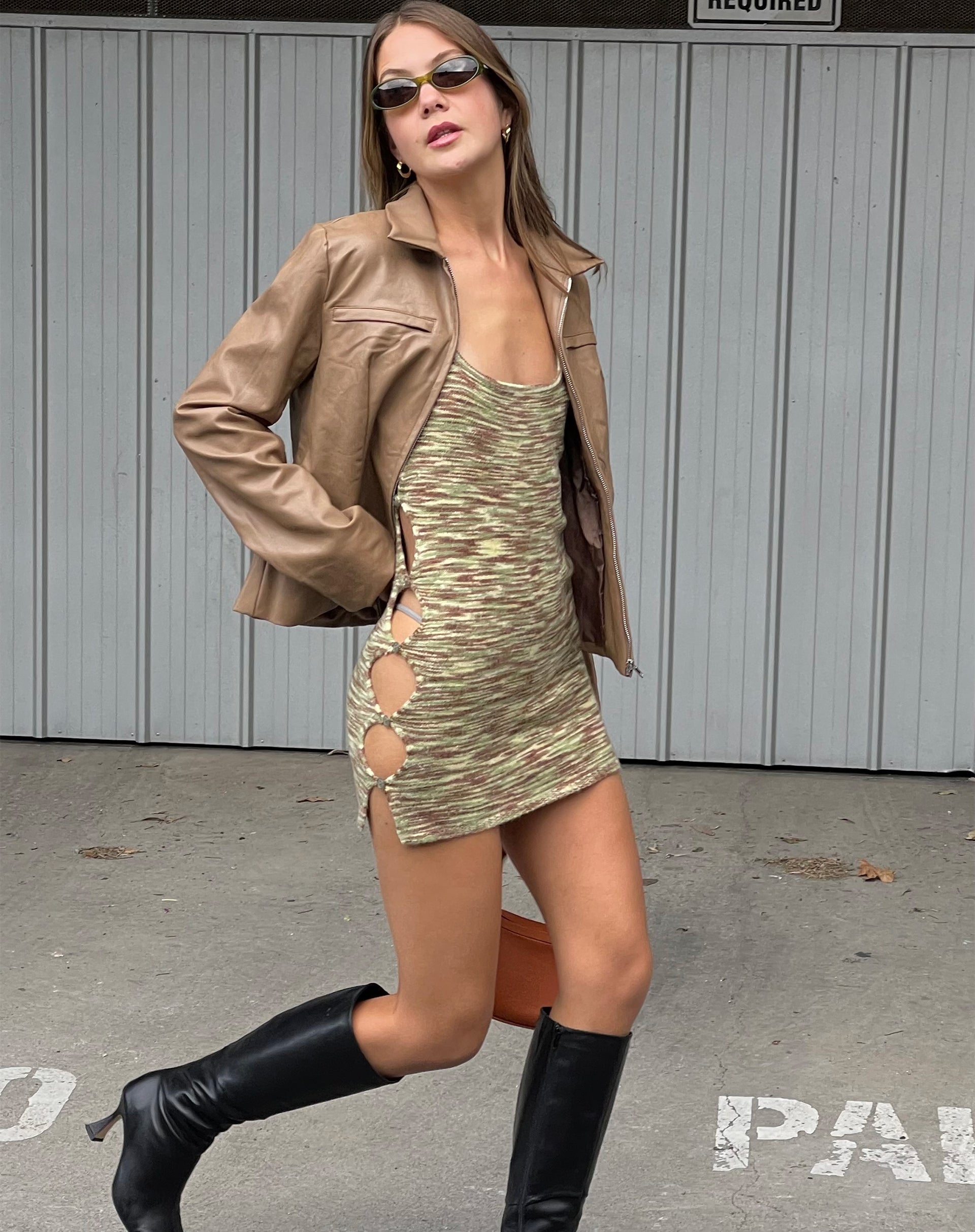 Image de MOTEL X JACQUIE Mini robe Lukita en Mix Space Dye Khaki
