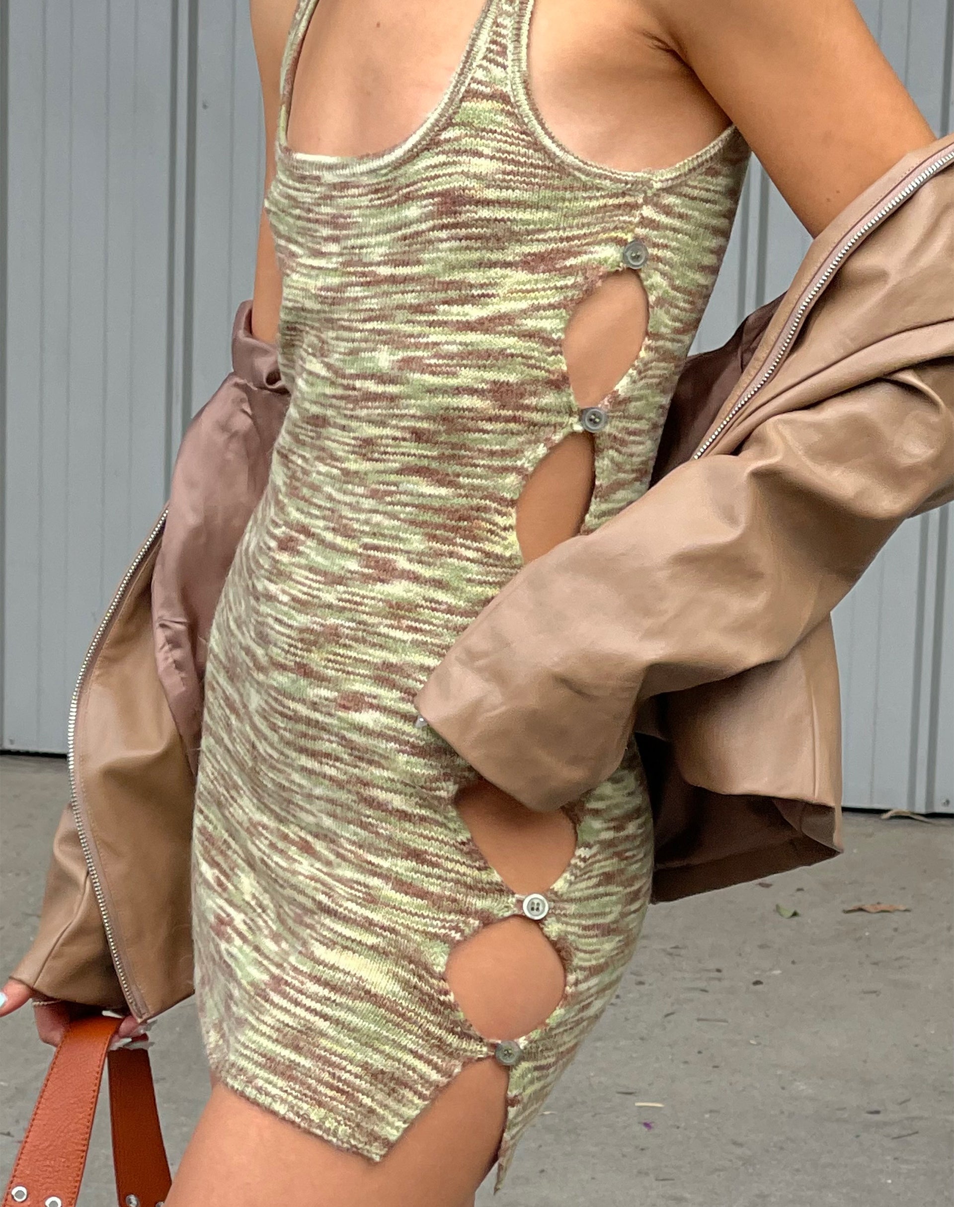 Image de MOTEL X JACQUIE Mini robe Lukita en Mix Space Dye Khaki