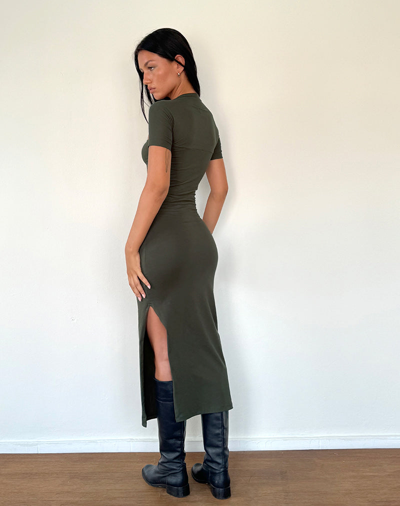 Image de la robe midi Quala en olive