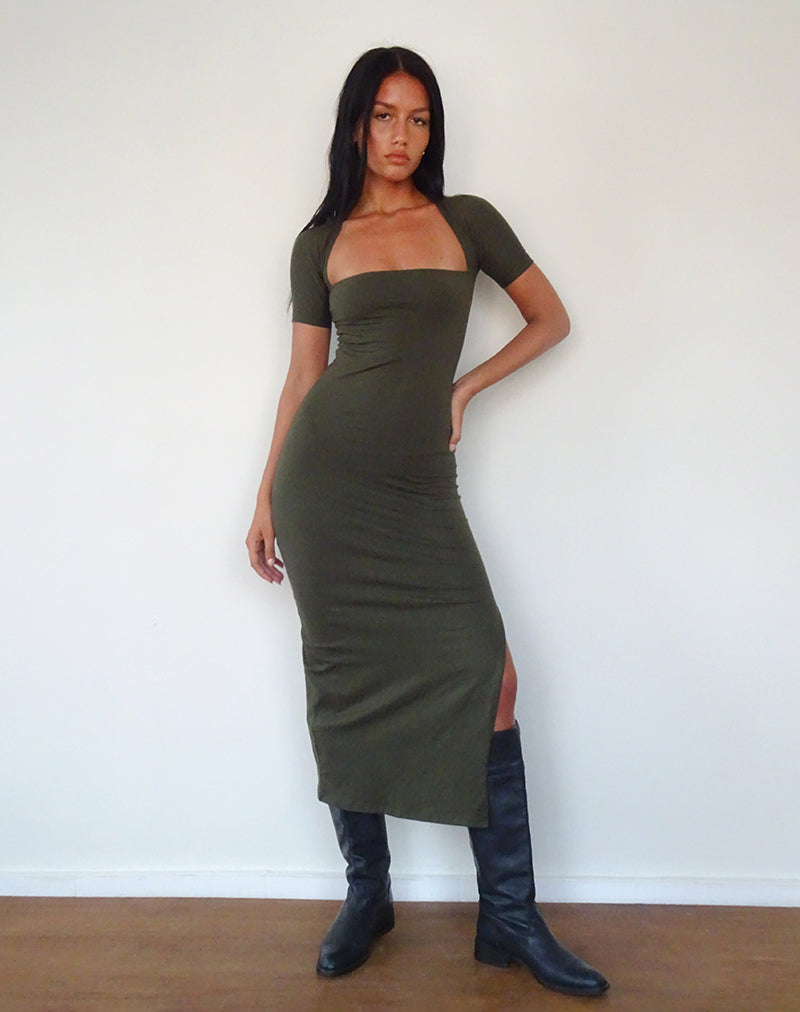 Image de la robe midi Quala en olive