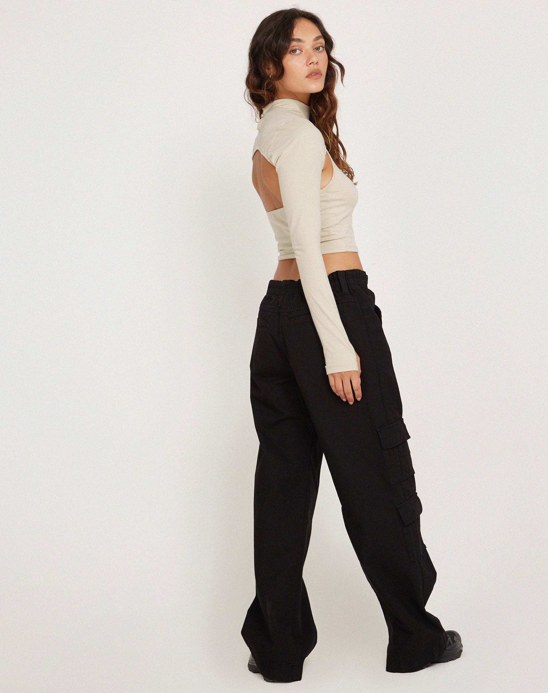 Image de Raccet Long Sleeve Crop Top in Coconut Milk