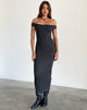 Image de Racha Thick Rib Bardot Maxi Dress in Black Forest