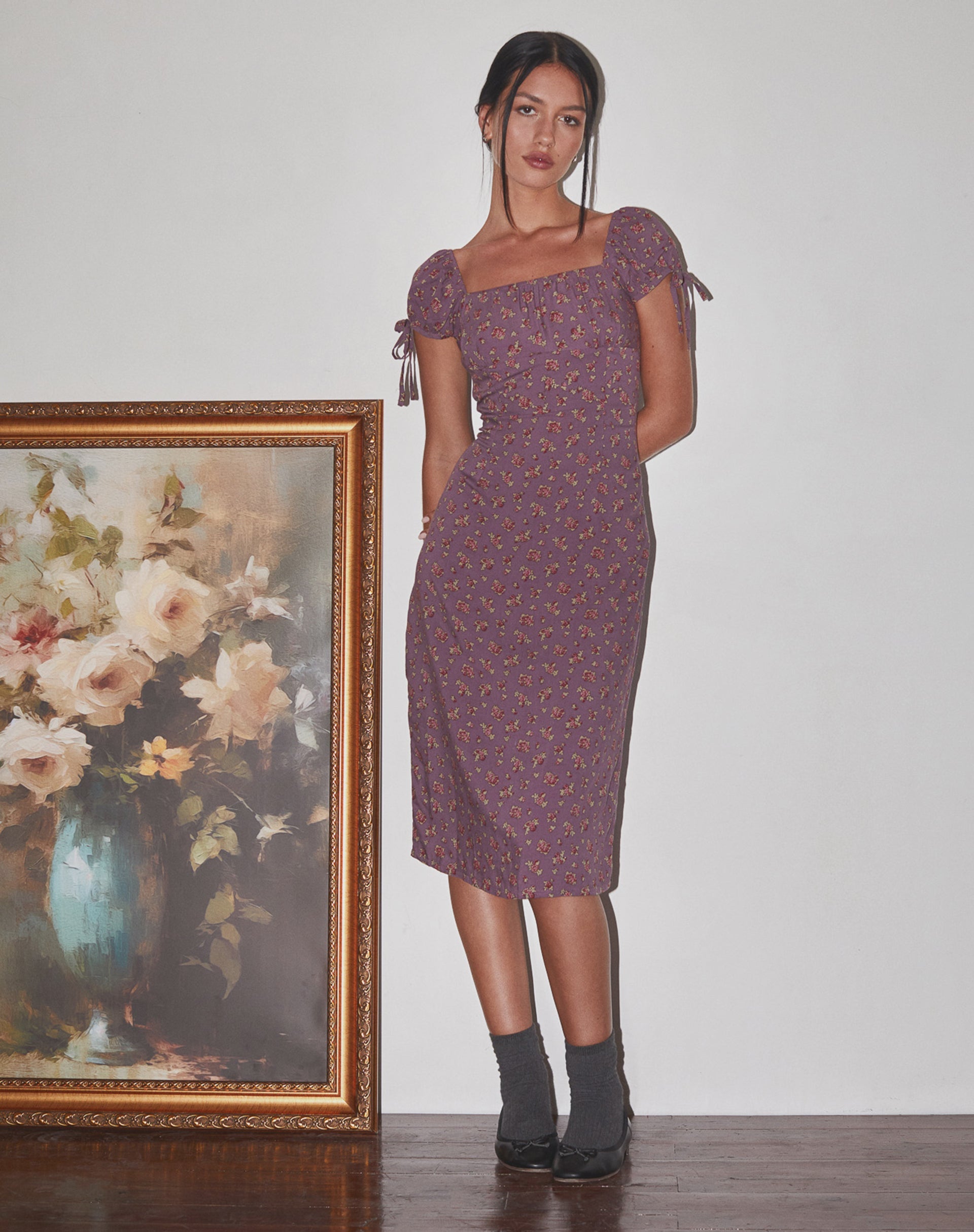 Image de Rachana Midi Dress in Flowing Rose Deep Purple