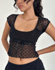Image de Rada Top en maille floquée Basic Polka Black