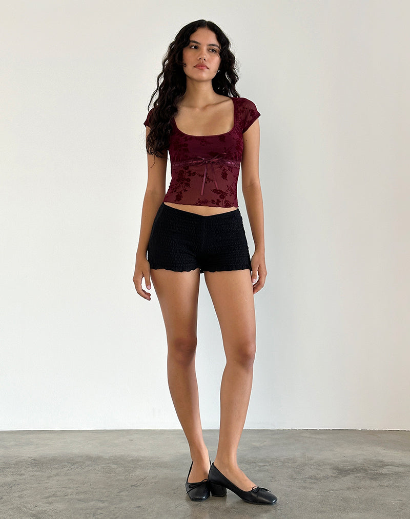 Image de Rada Top in Botanical Flocked Maroon