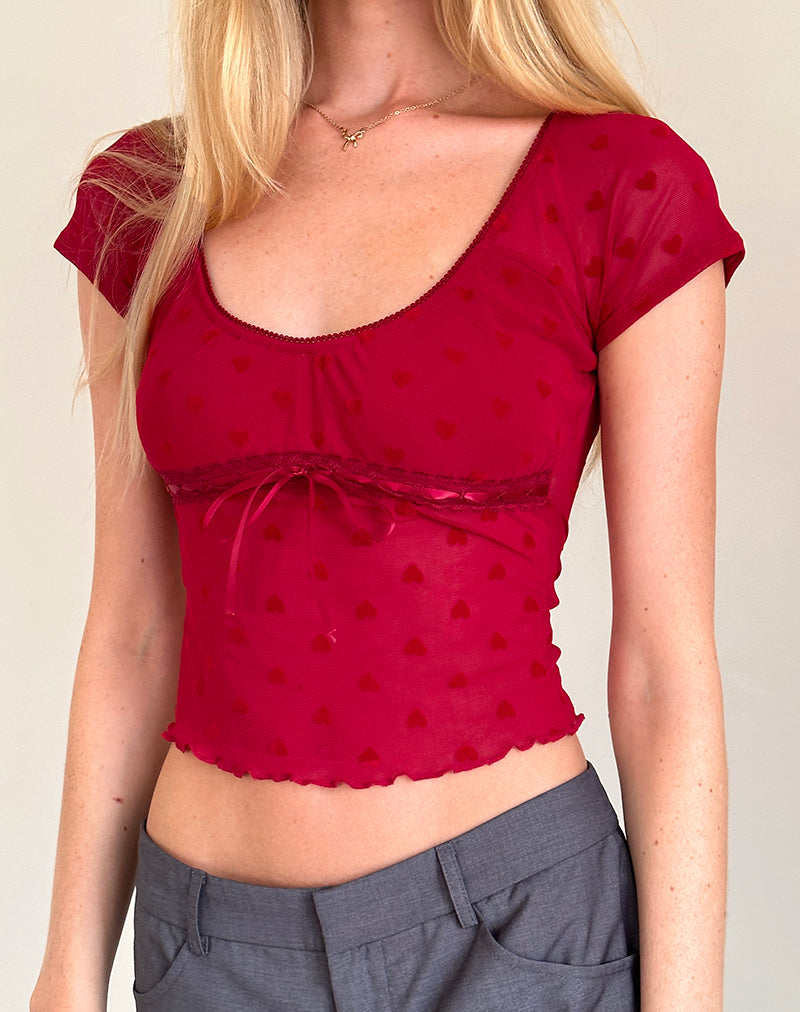 Image de Rada Top in Red Heart Flocked Mesh