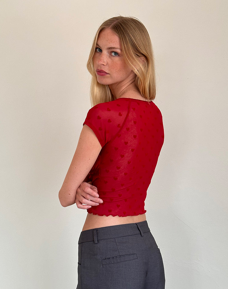 Image de Rada Top in Red Heart Flocked Mesh