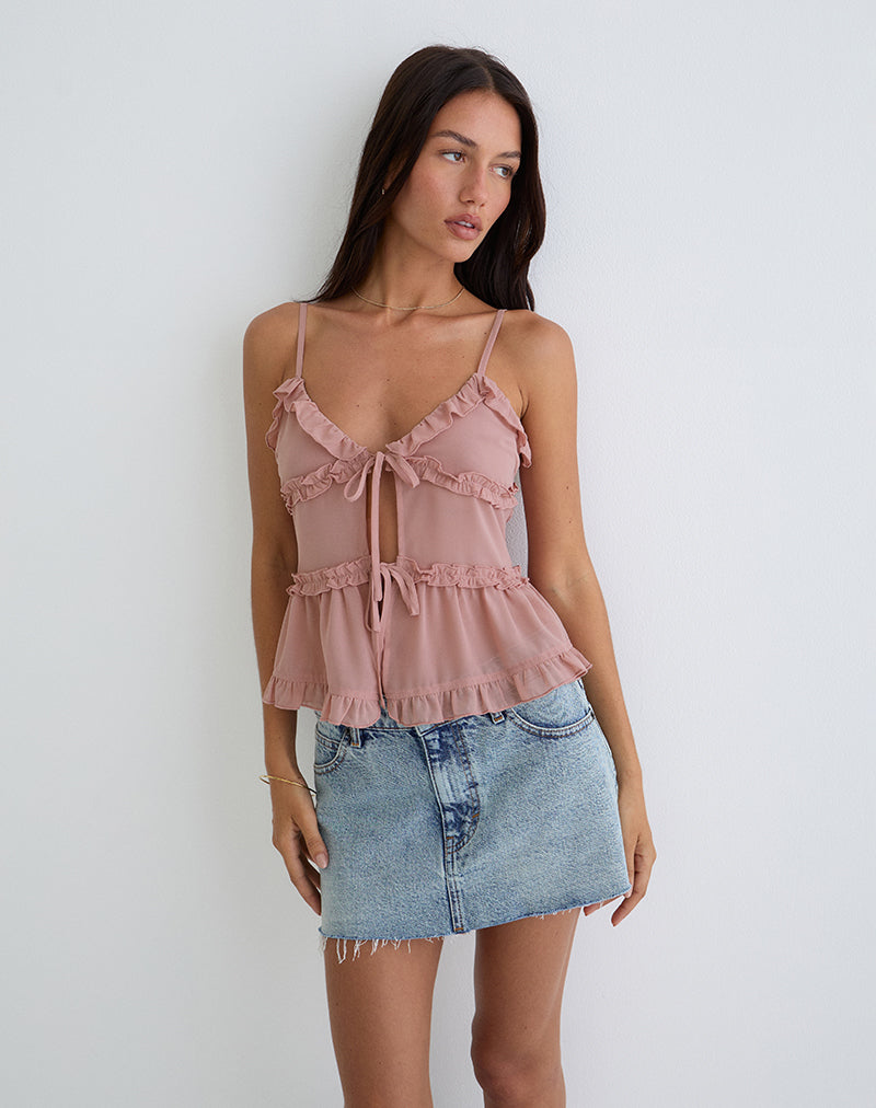Image de Raeya Tie Front Cami Top in Chiffon Pink