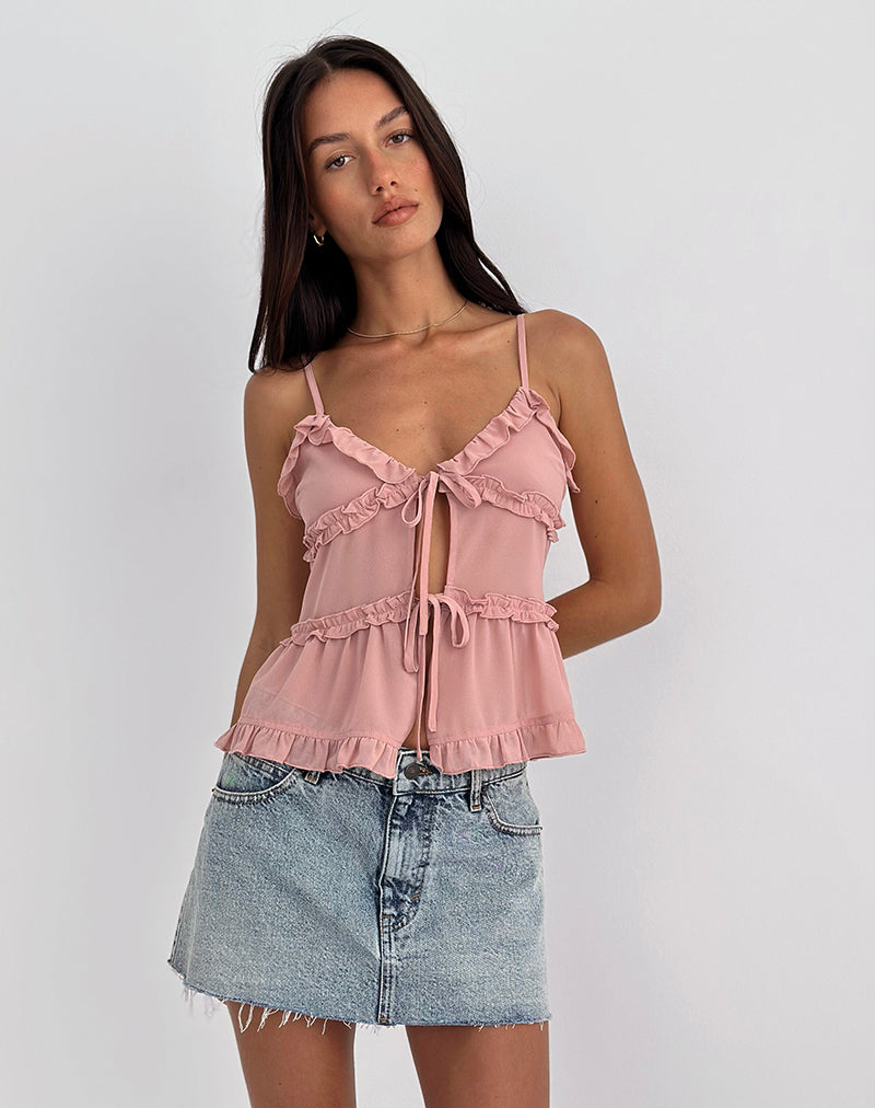 Image de Raeya Tie Front Cami Top in Chiffon Pink