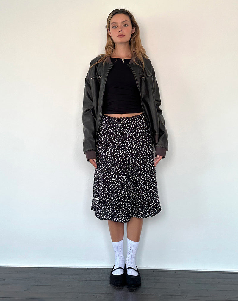 Image de Rahyu Midi Skirt in Black Ditsy Romance