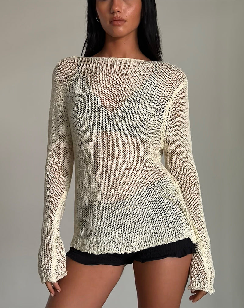 Image de Rajiya Open Weave Jumper in Ivory