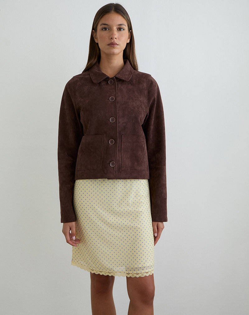 Image de la jupe midi Rajuli jaune à pois gris compacts