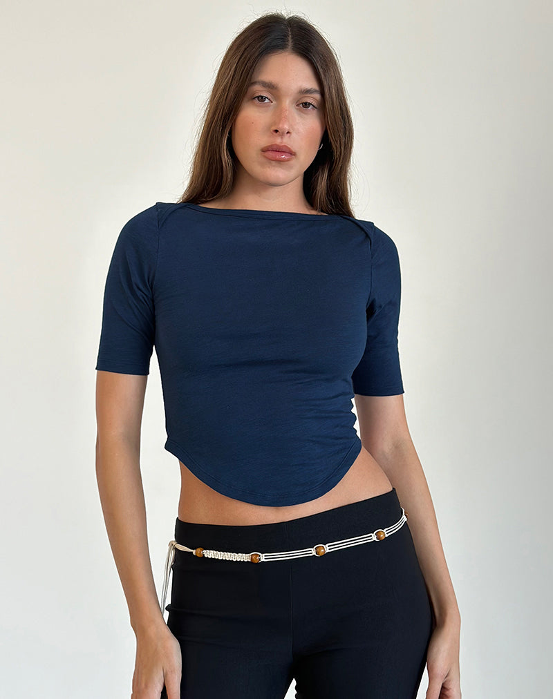 Image de Ralda T-shirt en jersey courbé en bleu marine