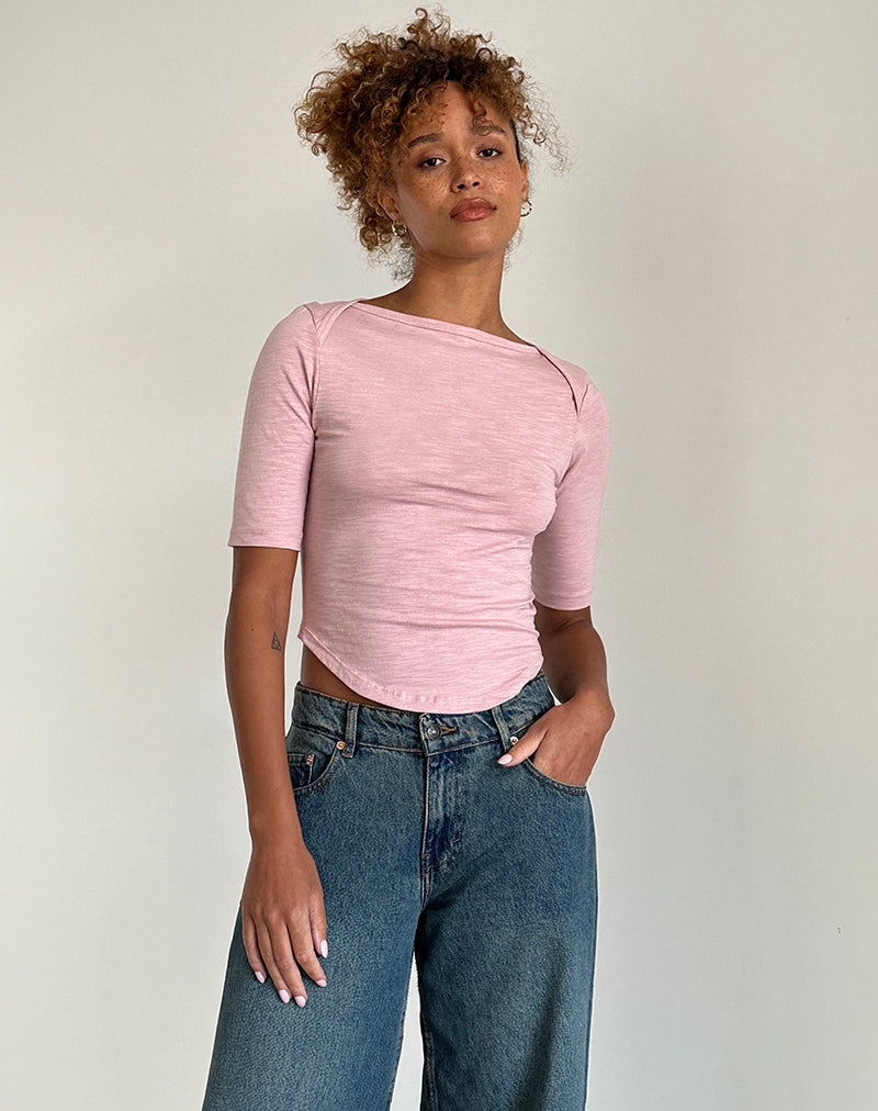 Tee-shirt en jersey courbé Ralda, Pink Lady