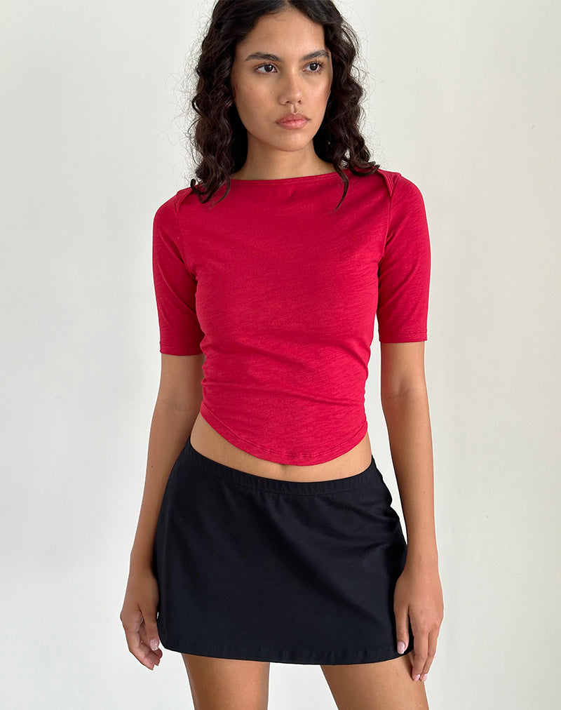 Tee-shirt Ralda en jersey courbé, rouge adrénaline