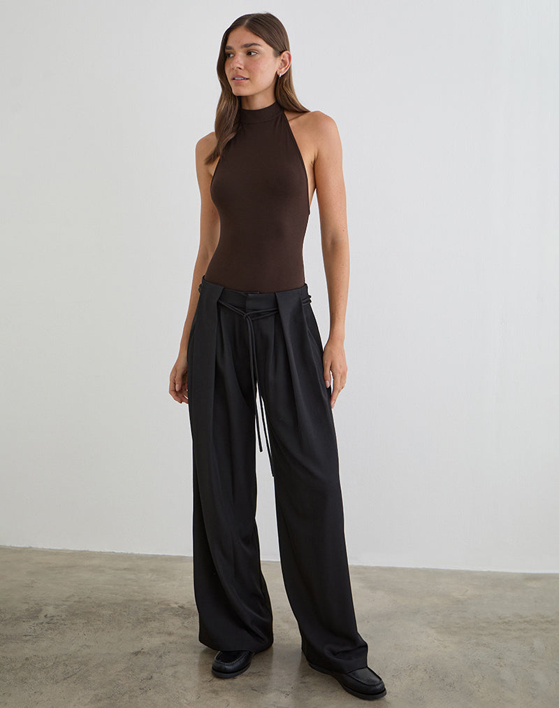 Image du body à dos nu Raleah en jersey chocolat amer