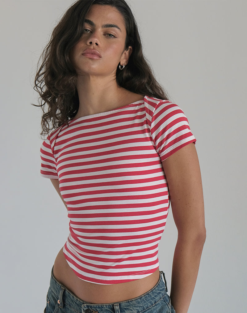 Image du Top Ralina à rayures rouges et blanches