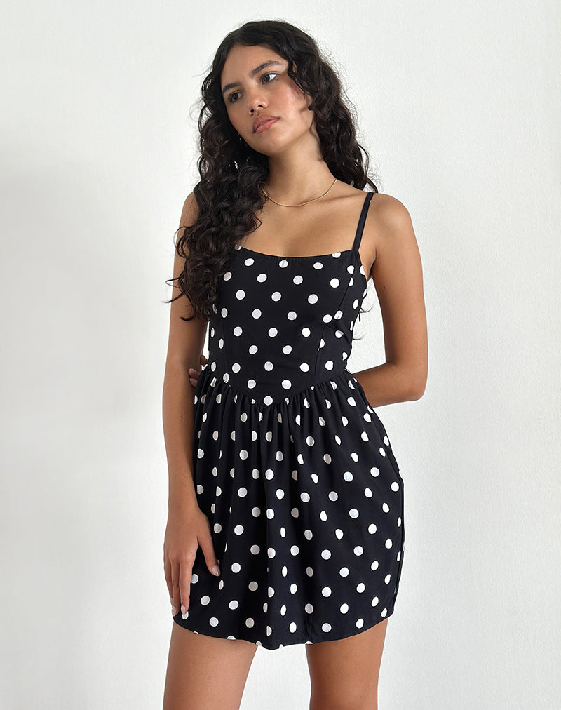 Mini robe Ramana, 80s Polka Black