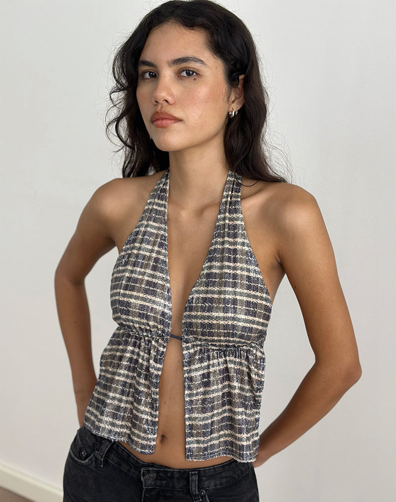 Image de Ramilo Top in Sequin Vintage Check Brown