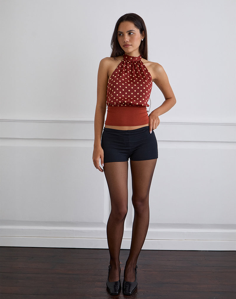 Image of Rania Backless Top in Polka Burnt Red