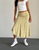 Image de Rans Waterfall Hem Midi Skirt in Flowing Flower Yellow