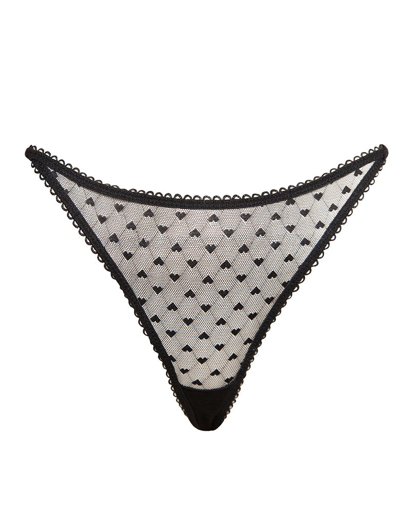 Image de Ranu Thong en dentelle noire avec broderie en forme de cœur