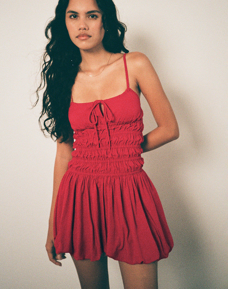 Image de Rasmil Bubble Mini Dress in Adrenaline Red