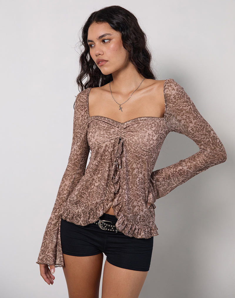 Top Ratu en maille Vintage Paisley rose