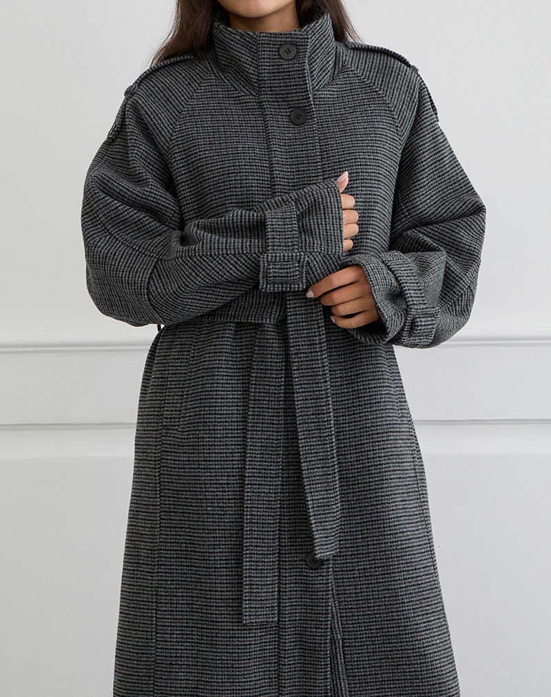 Ravari Trench-coat ceinturé à carreaux anthracite