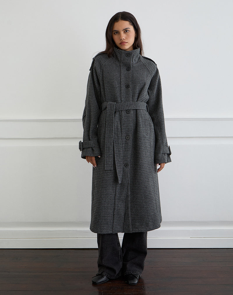 Ravari Trench-coat ceinturé à carreaux anthracite