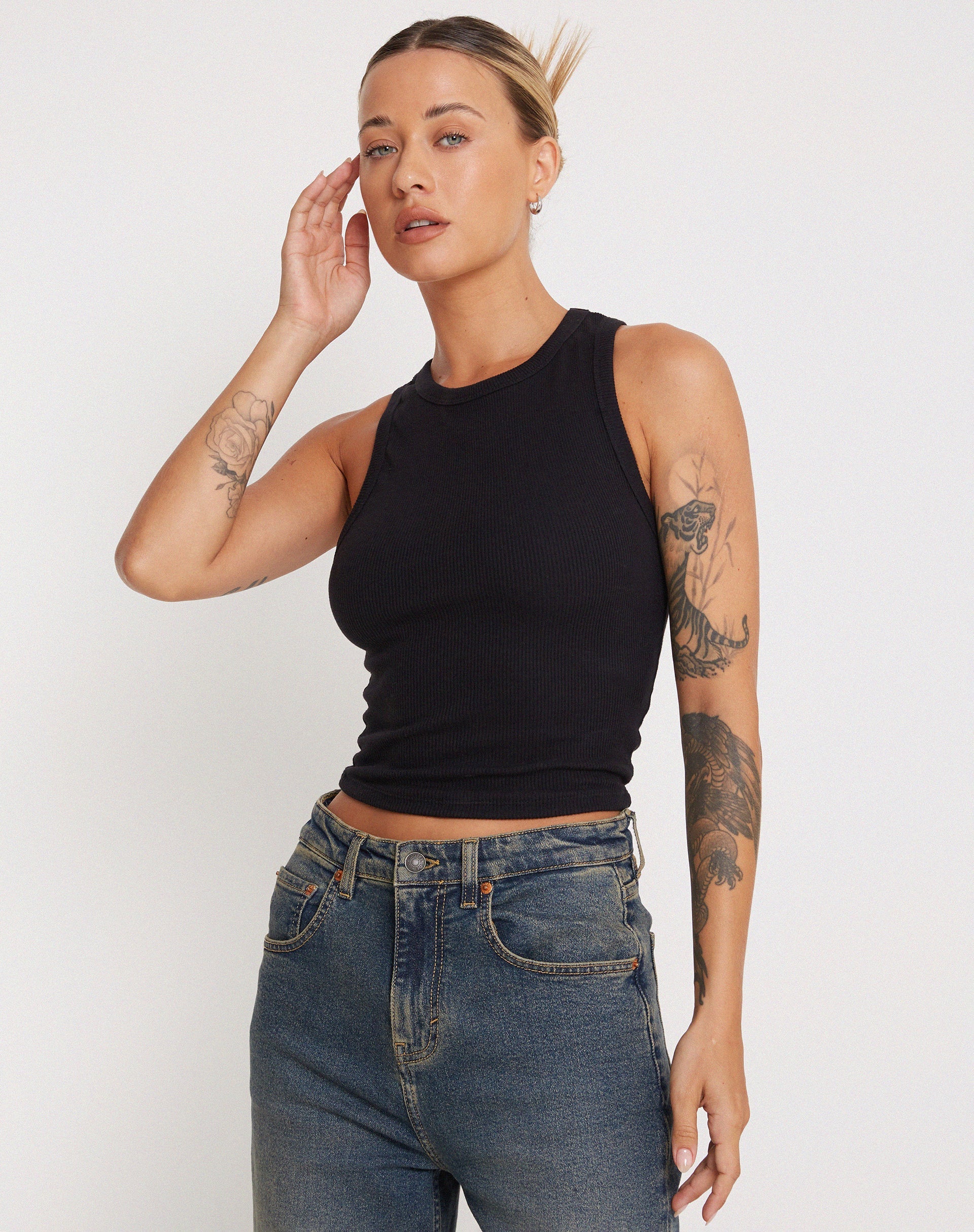 Image de Rave Vest Top in Rib Black