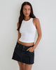 Image of Raw Hem Dart Mini Skirt in Indigo