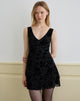 Image of Rawson Mini Dress in Flock Leaf Flower Black