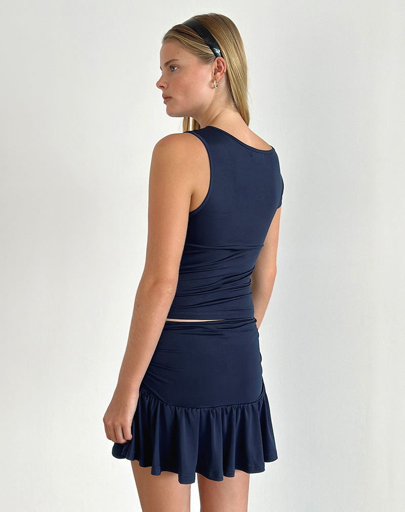 Image du Top Rayla en Lycra Marine foncé avec rosette rouge