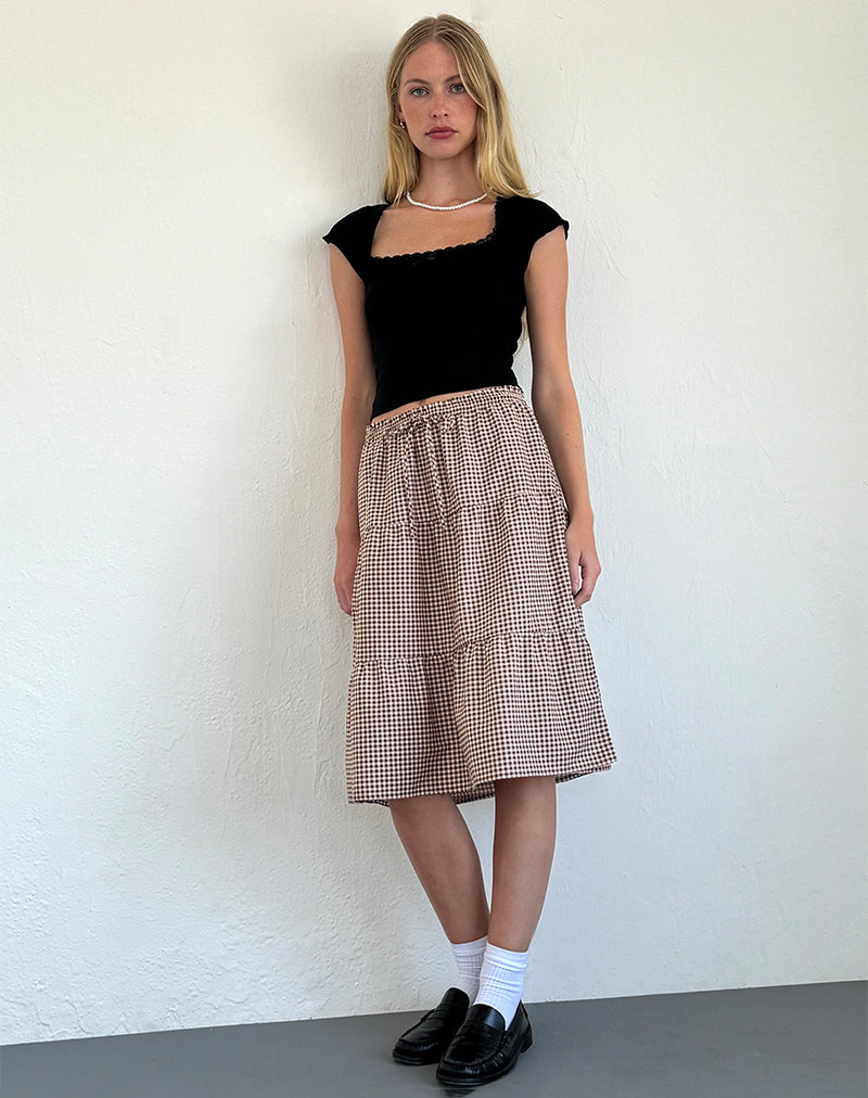 Image de Reef Midi Skirt in Mini Gingham Brown