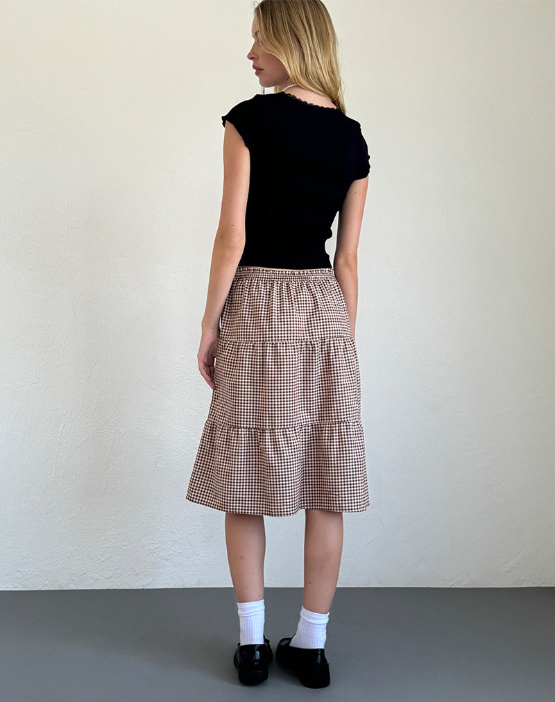 Image de Reef Midi Skirt in Mini Gingham Brown