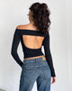 Image de Reiba Long Sleeve Top in Black with Grey Binding