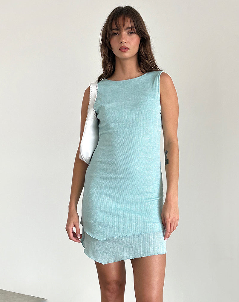 Mini-robe Renata en bleu clair à côtes chatoyantes