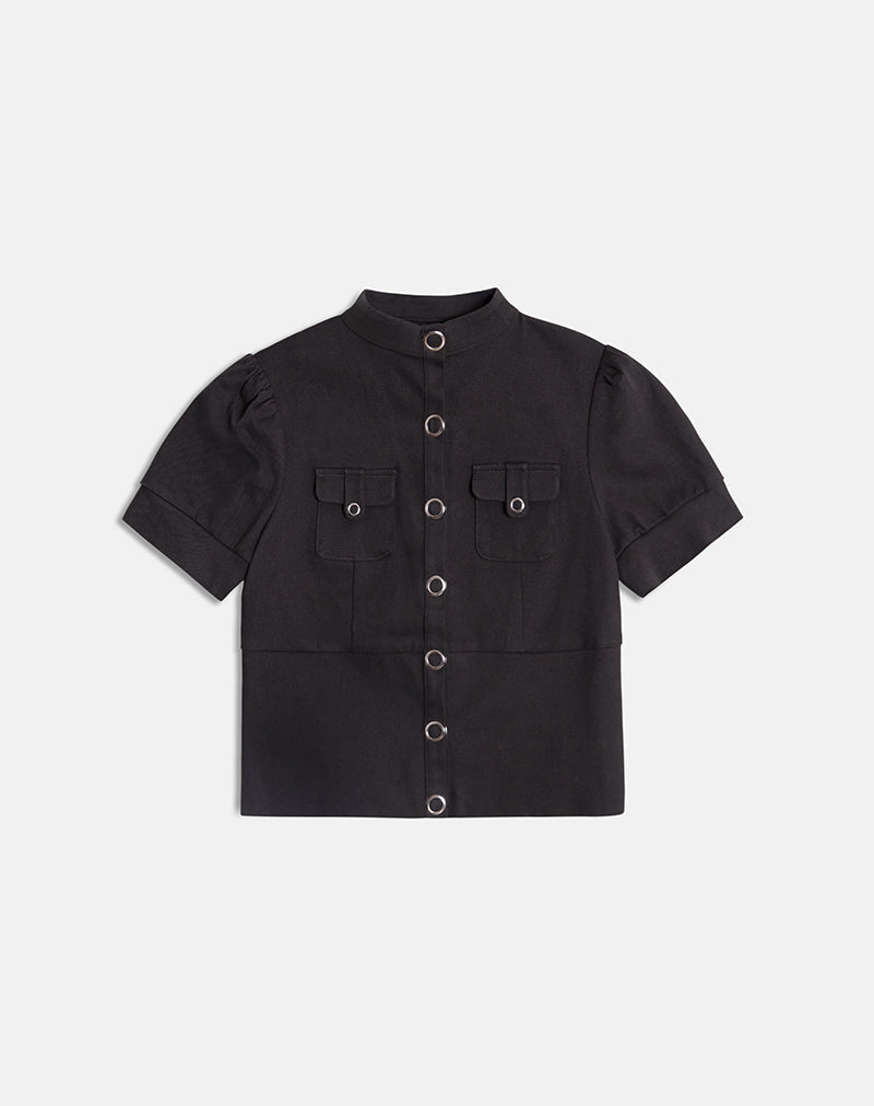 Image du haut à boutons Renia en gris foncé