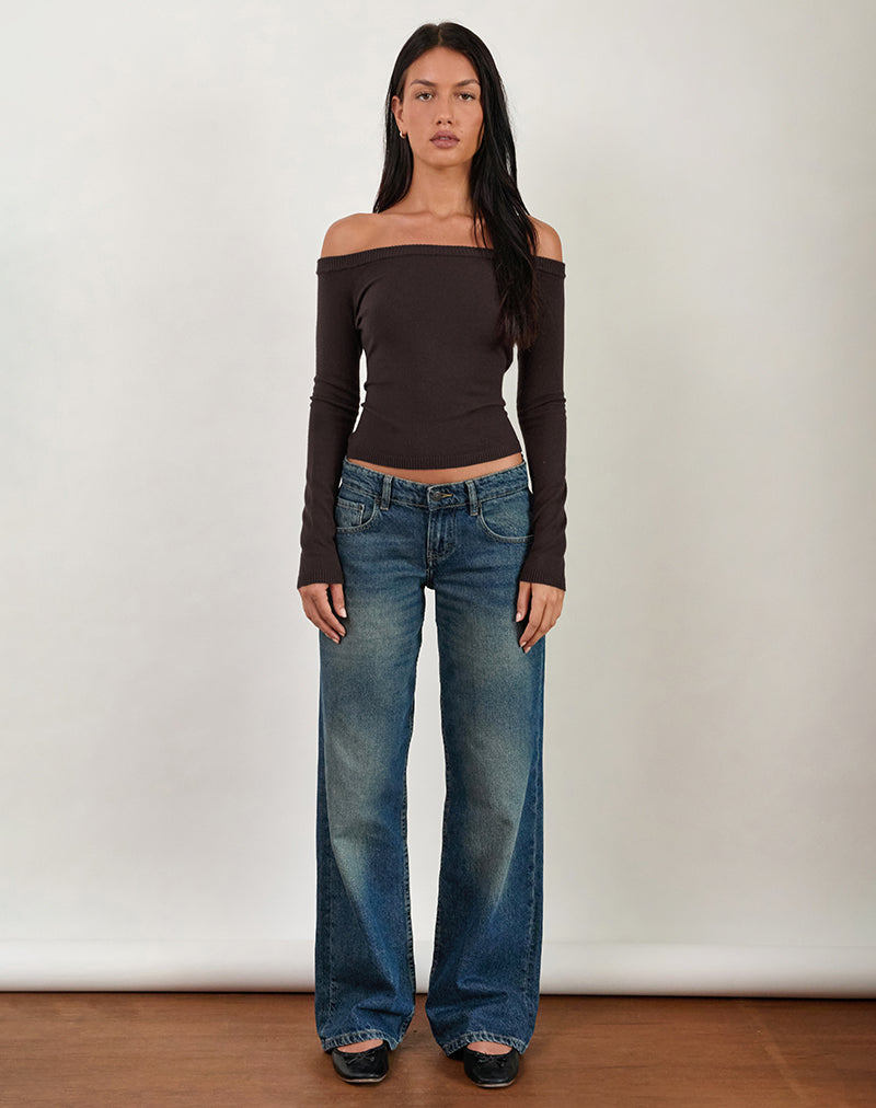 Image de Renie Bardot Top in Dark Brown Knit